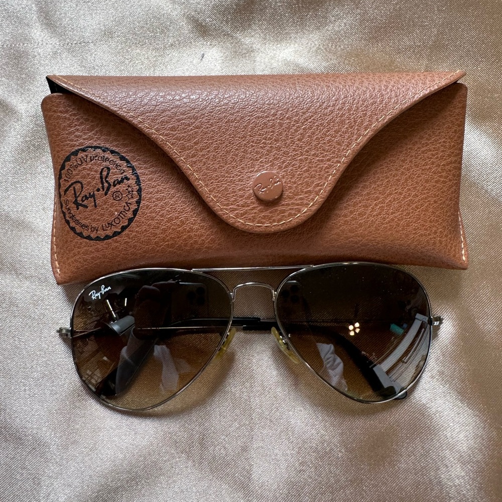 Ray-Ban Brown Gunmetal Men’s Aviator Sunglasses